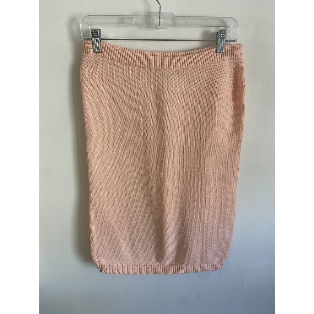 Rene Derhy Paris The Cotton Collection Peach Pink Knit Mini Skirt Womens Medium